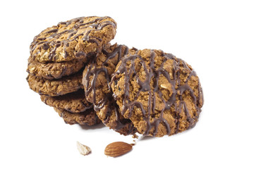 a bunch of sweet oatmeal crispy cookies with chocolate