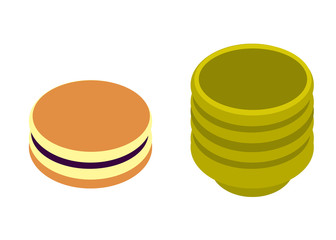 湯吞みとどらやき　on white background