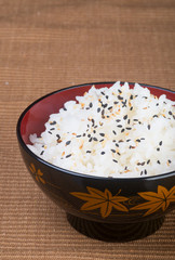 japanese cuisine. rice on the background