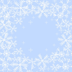 Vector template for greeting card with snowflakes. Winter background. Design element for decor, web, prints, digital, wrapping paper. EPS10.