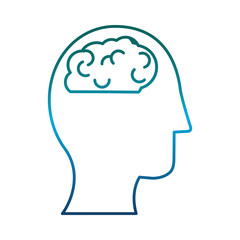 head with brain icon over white background vector illustration