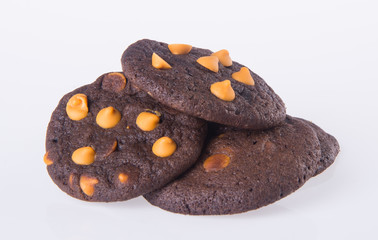 Chocolate chips cookies on background