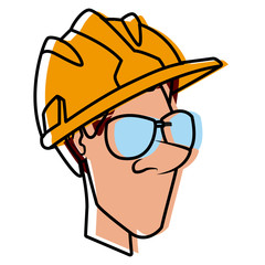 Cartoon worker with tool icon vector illustration graphic design