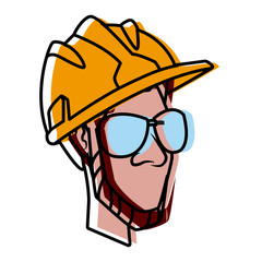 Cartoon worker with tool icon vector illustration graphic design