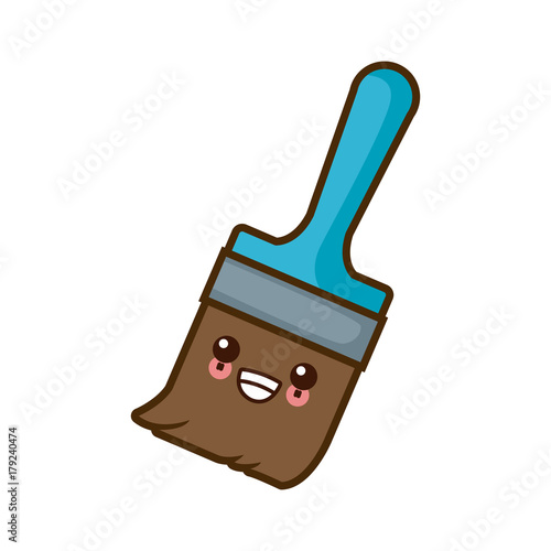 "Paint brush construction kawaii cute cartoon vector illustration