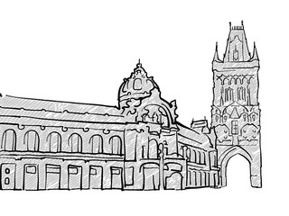Fototapeta premium Prague, Czech Republic famous Travel Sketch