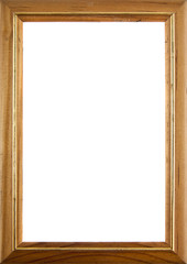 old wooden photo frame isolated on white background close-up