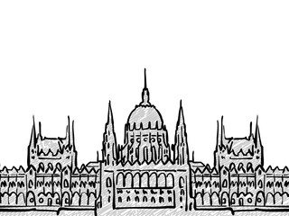Naklejka premium Budapest, Hungary famous Travel Sketch
