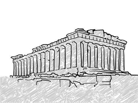 Athens, Greece famous temple sketch