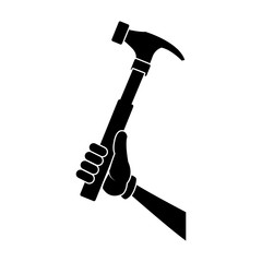 Glove holding hammer icon vector illustration graphic design