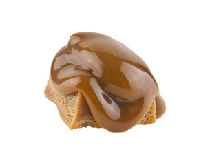 caramel isolated on white background closeup