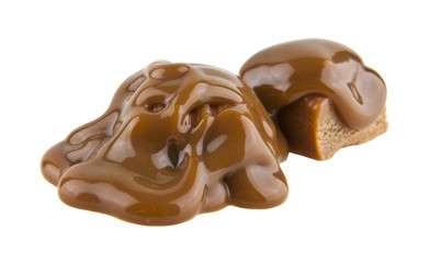 caramel isolated on white background closeup