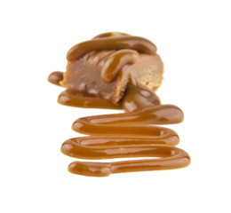 caramel isolated on white background closeup