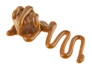caramel isolated on white background closeup