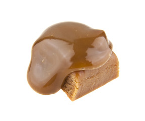 caramel isolated on white background closeup
