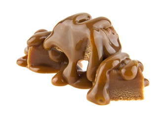 caramel isolated on white background closeup