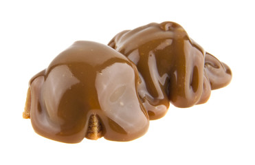 caramel isolated on white background closeup