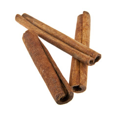 cinnamon isolated on white background closeup