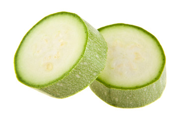 zucchini isolated on a white background closeup