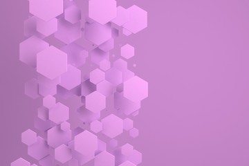 Violet hexagons of random size on violet background