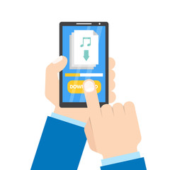 Download app concept. Smartphone in hand. Vector illustration