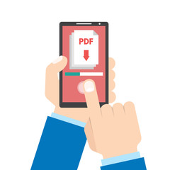 Download app concept. Smartphone in hand. Vector illustration