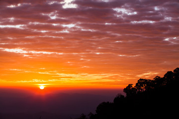 colorful dramatic sky with cloud at sunset.
