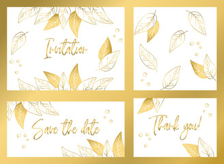 gold vector contour seamless pattern of leaves flowers