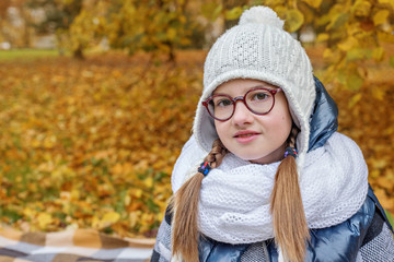 portrait of a teen girl wonk nerd in glasses