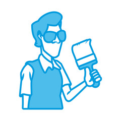 Cartoon painter with tool icon vector illustration graphic design