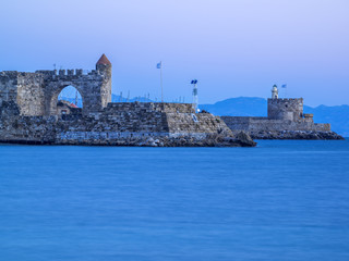 Agios Nikolaos fortress on the Mandraki harbour of Rhodes
