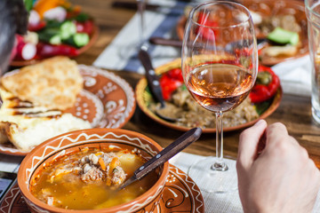 Rose wine and Balkan cuisine