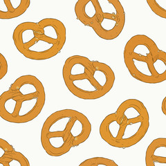 mini salt pretzel, hand draw sketch vector