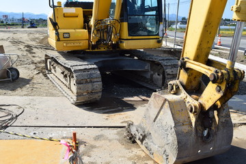 工事現場の建設機械