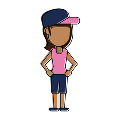 woman wearing cap avatar head icon image vector illustration design
