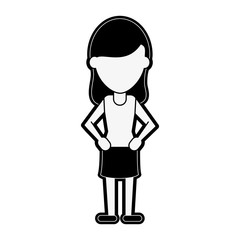 woman with hands on hips avatar full body icon image vector illustration design