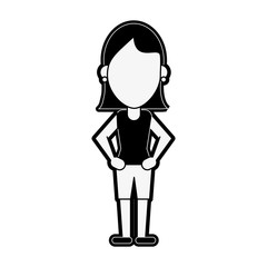 woman with hands on hips avatar full body icon image vector illustration design