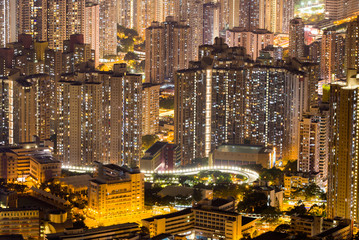Fototapeta na wymiar Hong Kong Skyline Kowloon from Fei Ngo Shan hill sunset