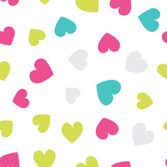 Seamless hearts pattern with white background. Vector repeating texture.