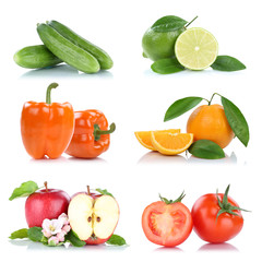 Früchte Obst und Gemüse Apfel Orange Farben Sammlung Freisteller freigestellt isoliert