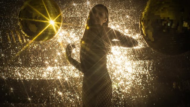 almost naked sexy dancer with discoball