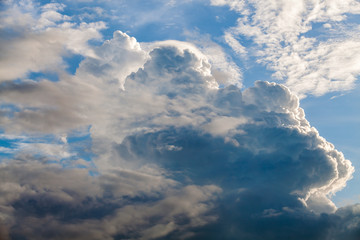 colorful dramatic sky with cloud at sunset.