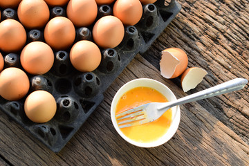 Fresh eggs preparation for omelet.