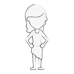 woman with hands on hips avatar full body icon image vector illustration design
