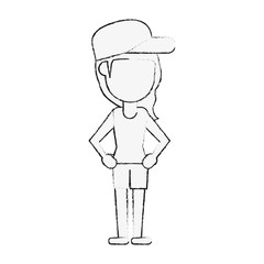 woman wearing cap avatar head icon image vector illustration design