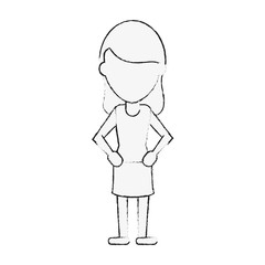woman with hands on hips avatar full body icon image vector illustration design