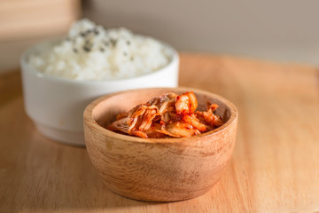 Kimchi salad with rice korean food traditional