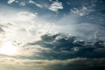 colorful dramatic sky with cloud at sunset.
