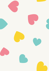 Seamless hearts pattern with light background. Vector repeating texture.