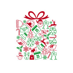 Fototapeta premium christmas icons in the form of a gift